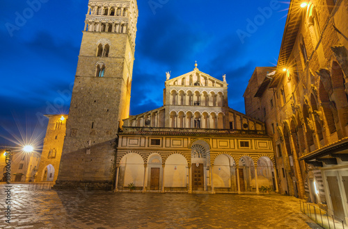 Pistoia - The facade of San Zeno cathedral at dusk.