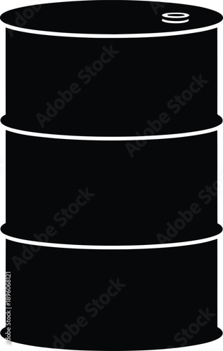 black oil barrel industrial with metallic rings