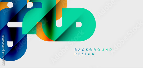 Abstract flowing shapes, vibrant colors, modern design. Gradient layers create dynamic visual effect. Minimalist background enhances composition.