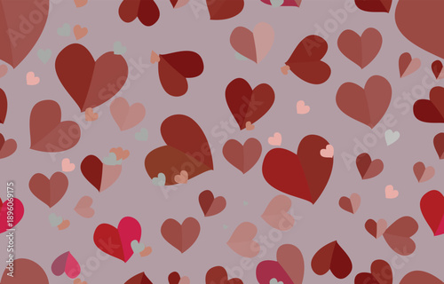 Seamless vector pattern of folded paper heart shape.