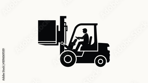 Vector Illustration of a Forklift Operator Handling Cargo