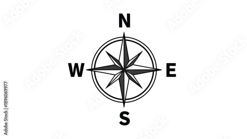 Vector Illustration of a Simple Compass Rose with Cardinal Directions