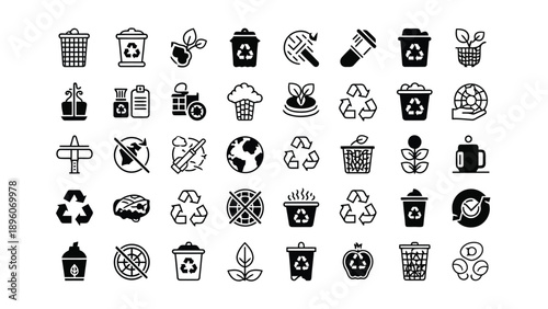 Vector Illustration of Recycling Symbols and Eco-Friendly Icons Set