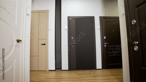 Doors showroom displaying various modern interior and security doors