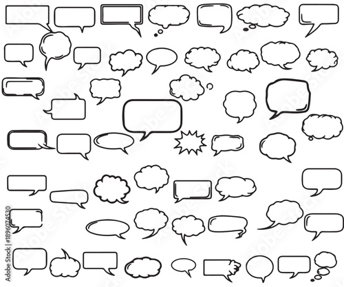 Collection of various speech bubbles and chat boxes