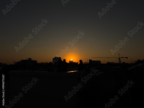 sunset in the city