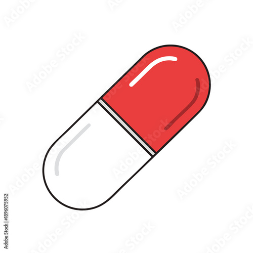 Red and White Medication Capsule Icon