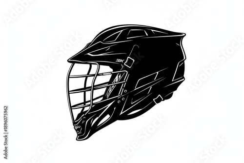 Lacrosse Helmet Icon: A sleek, monochrome illustration of a lacrosse helmet, symbolizing protection, competition, and the spirit of the sport.