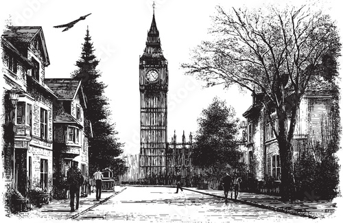 Big Ben, London, England illustration on a white background. This vector illustration can be used in any size you like for advertising, logos, and other work.
