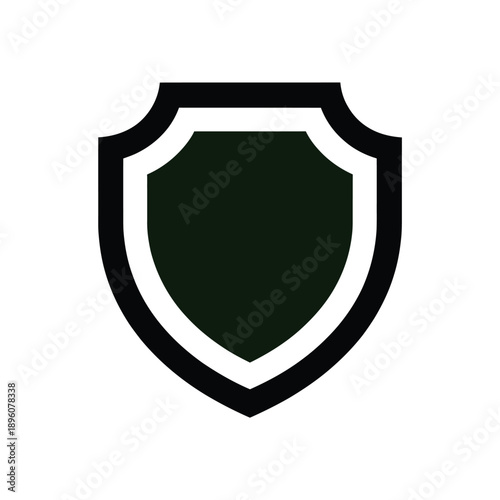 A simple dark green shield icon with a bold white outline