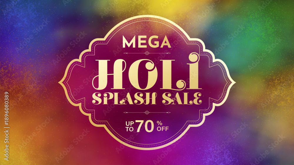 Fototapeta premium Happy Holi Sale social media feed template. Holi sale advertisement with vibrant colors. Vector illustration of Happy Holi Sale banner template for app and website