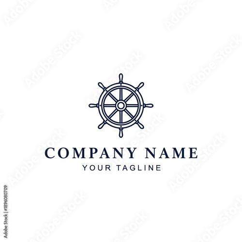 Ship Wheel Logo Design Template Illustration.