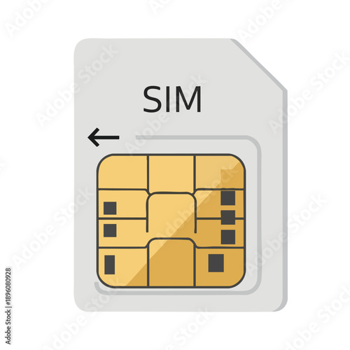 SIM Card Illustration with Gold Chip