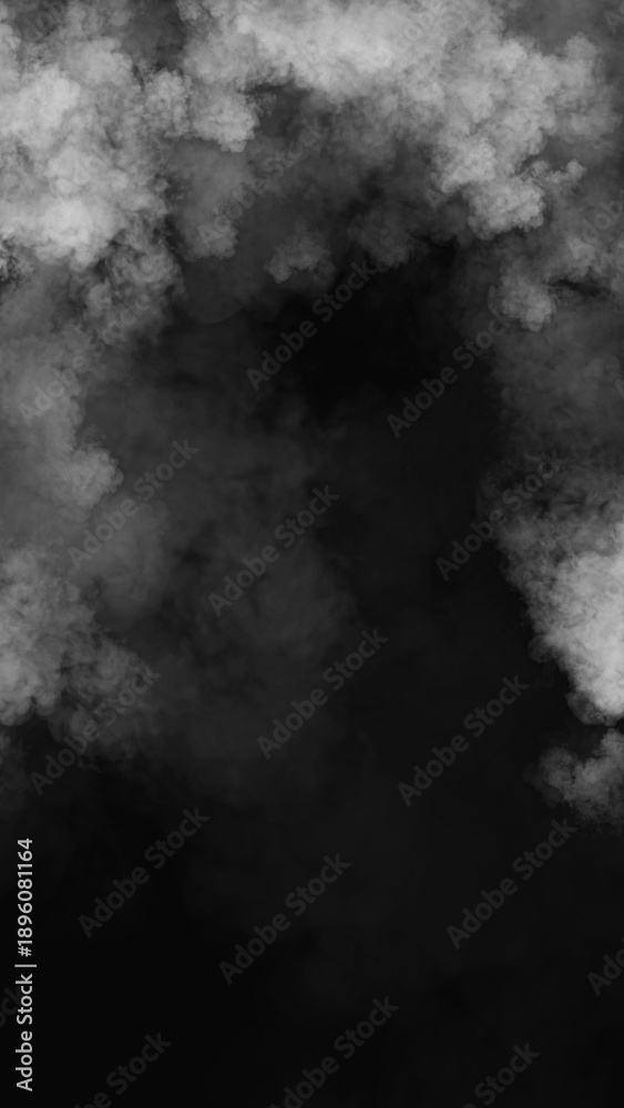Obraz premium Vertical abstract smoke misty fog on isolated black background. Smoke effect overlays. Design texture element.