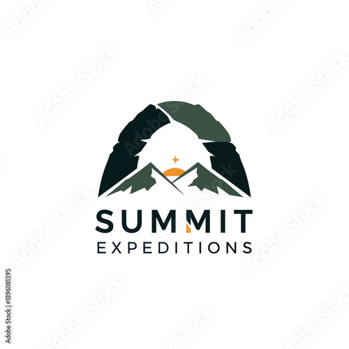 Summit Expeditions Logo Mountain Landscape Design.