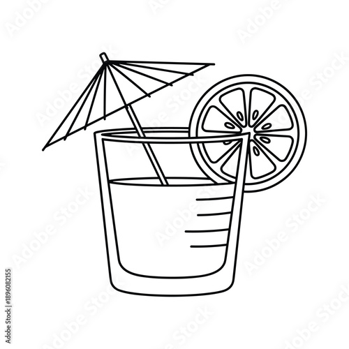 Cocktail with umbrella and orange slice