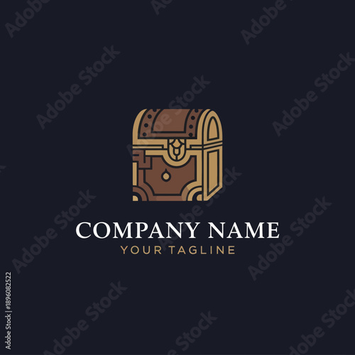 Vintage Treasure Chest Icon Illustration Design.
