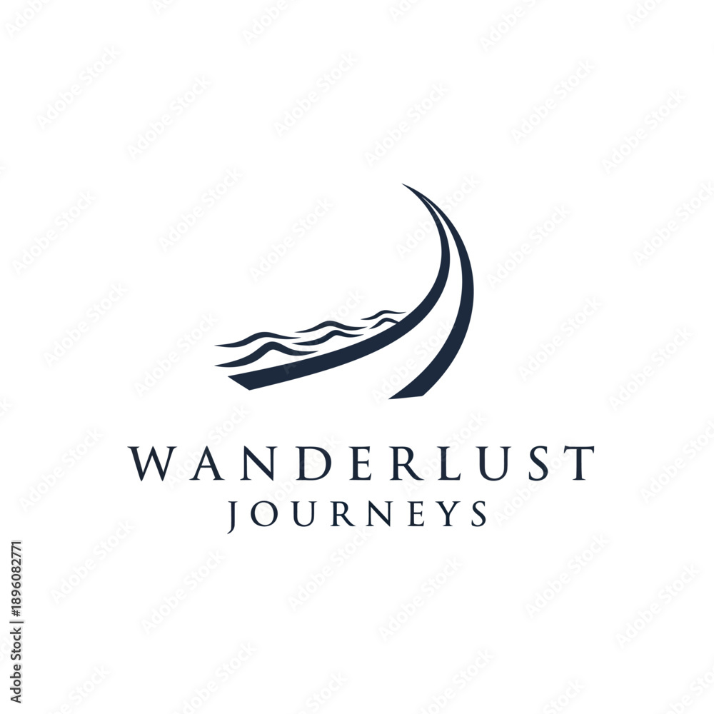 Fototapeta premium Wanderlust Journeys Logo Design Element Wave.