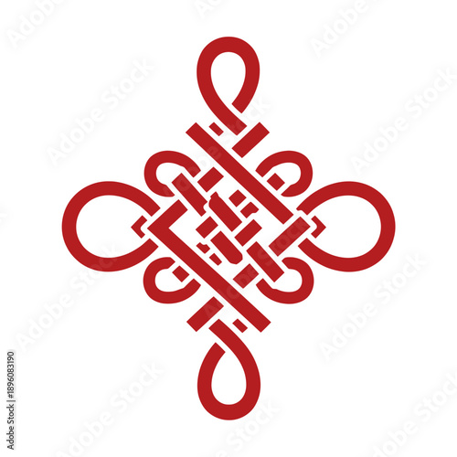 Red Celtic Knotwork Design Element Illustration.