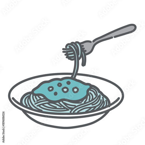 パスタのイラスト（ミートソース/スパゲッティ/炭水化物）
