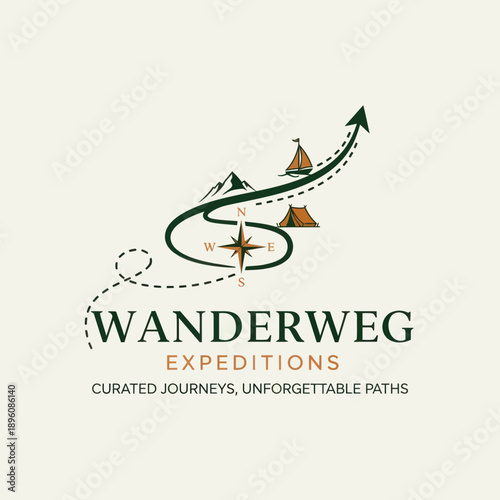 Wanderweg Expeditions Travel Logo Design Concept.