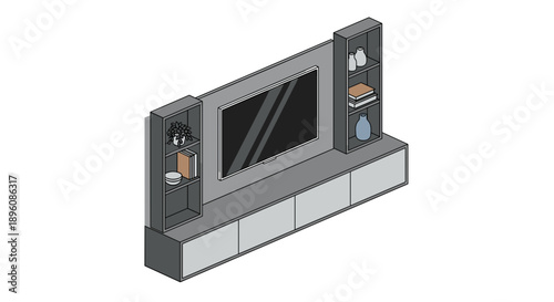 3D Rendering of Modern Fire Extinguisher Cabinet.
