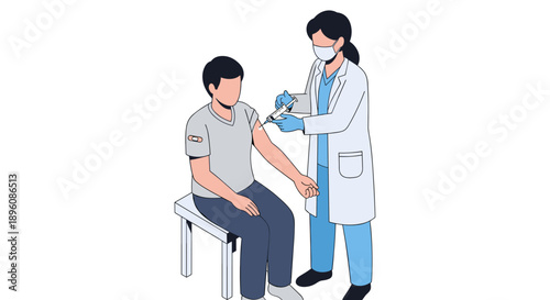 Doctor Giving Man a Vaccination Shot.