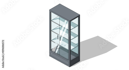 Glass Display Cabinet with Empty Shelves.