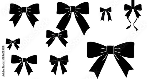 bow, ribbon, knot, silhouette, black, decoration, ornament, gift, present, wrapping, package, festive, holiday, celebration, party, wedding, birthday, decorative, elegant, classic, simple, minimal, fl