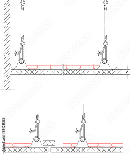 Vector sketch illustration silhouette design technical drawing detail hanger for steel work construction