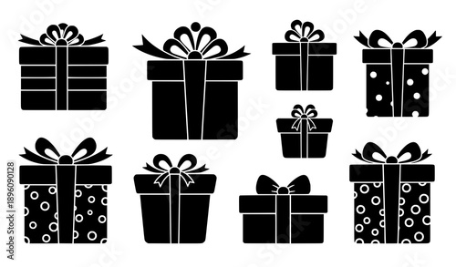 Decorative birthday gift icons set vector illustration for party designs