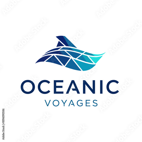 Oceanic Voyages Logo Design with Shark.