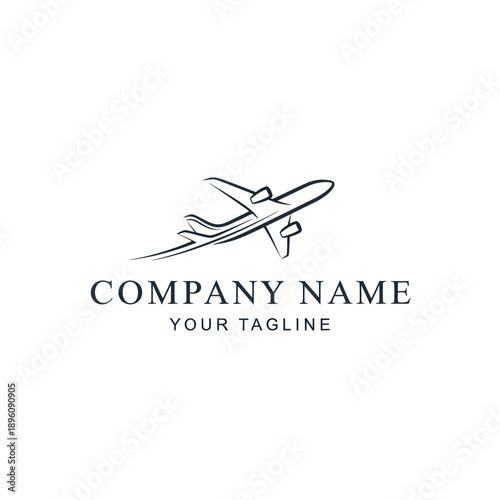 Airplane Logo Design Template with Company Name.