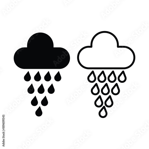 Rain Icon Cloud with Water Drops Vector Illustration for Weather Forecast
