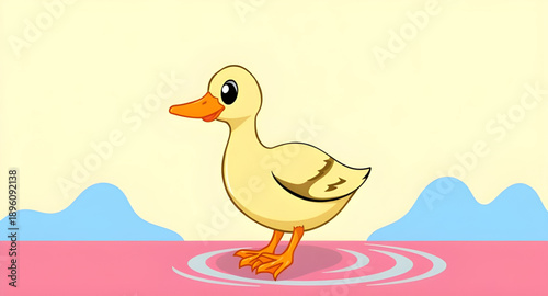 duck, bird, waterfowl, animal, wildlife, nature, pond, lake, river, water, swimming, floating, beak, feathers, wings, quack, cute, playful, cartoon, icon, vector, symbol, illustration, flat, minimal, 