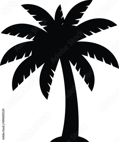 Single palm tree silhouette icon for tropical paradise beach landscape design summer holiday travel vector illustration set