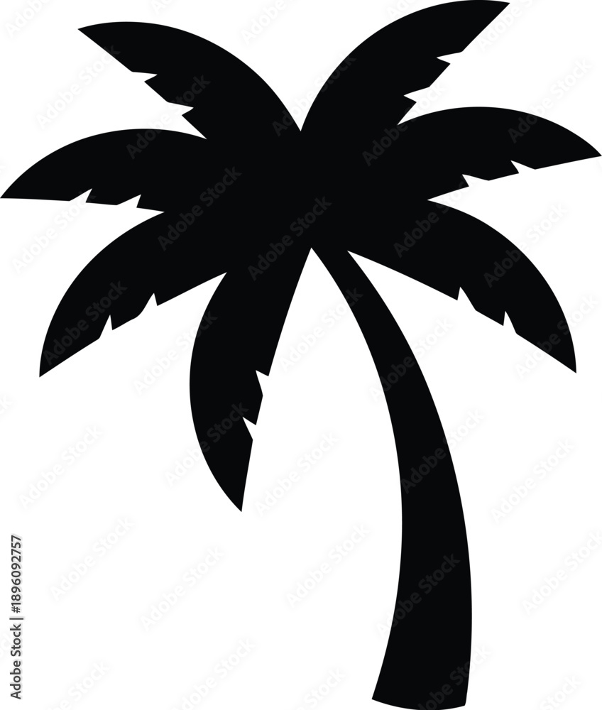 Obraz premium Tropical palm tree silhouette isolated on transparent background