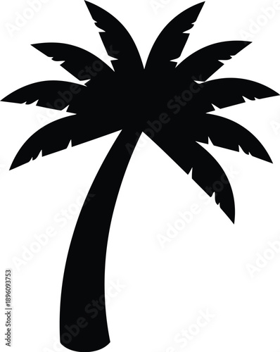 Palm tree silhouette icon tropical summer vacation symbol isolated on white background exotic plant nature vector element