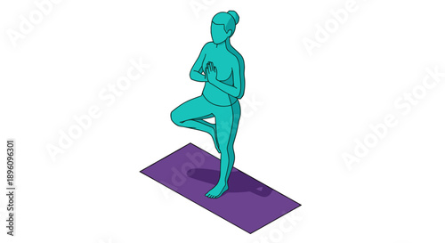 3D Render of Woman Practicing Yoga Pose.