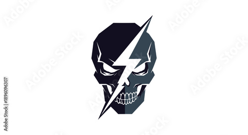 Black Skull with Lightning Bolt Graphic.