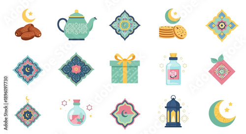 Ramadan Kareem Icons Set.