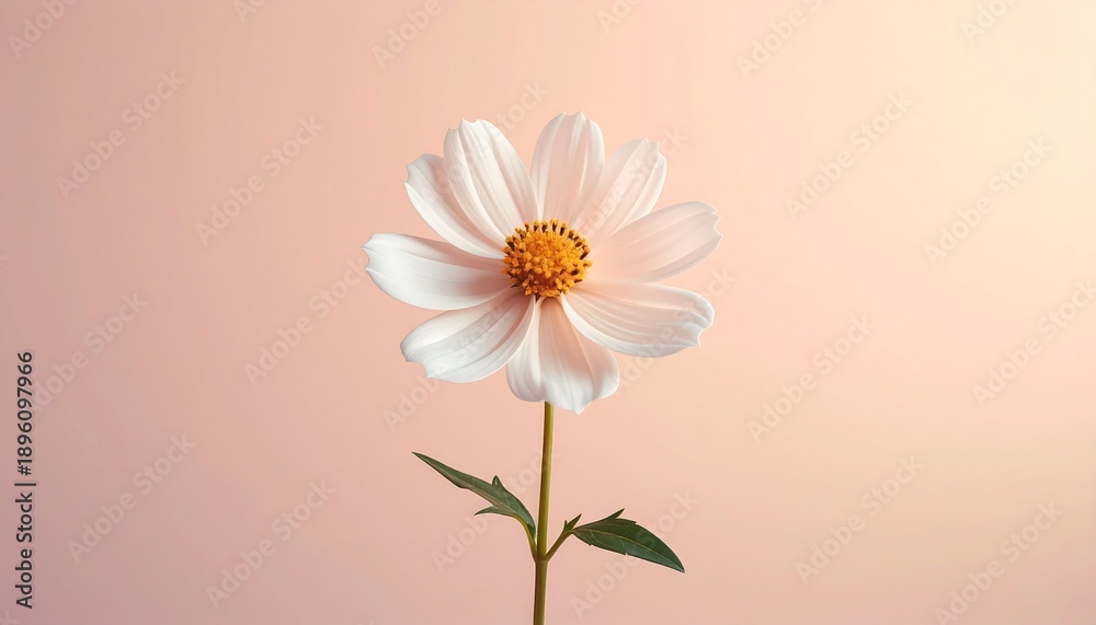 Obraz premium One fresh flower isolated on a smooth backdrop with simple and calm visual mood. Clean botanical stock image ideal for design, branding, wellness, and minimalist concepts.