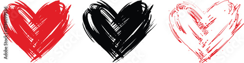 A vibrant red heart design on a sleek black background with artistic brushstrokes