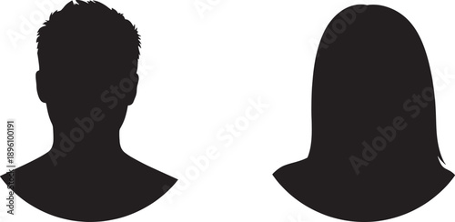 Two people silhouettes in profile against a white background