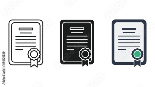 Certificate icons set with different styles