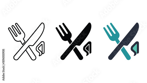 Dining utensils icon set for restaurant and menu