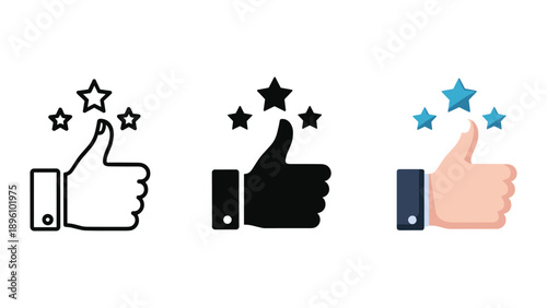 Thumbs up icons with stars in different styles