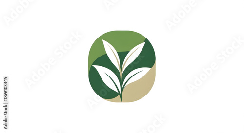 Natural leaf logo with green and beige accents, conveying growth and vitality
