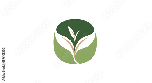 Green sprout emerging from a protective circle, symbolizing growth, nature, and sustainability