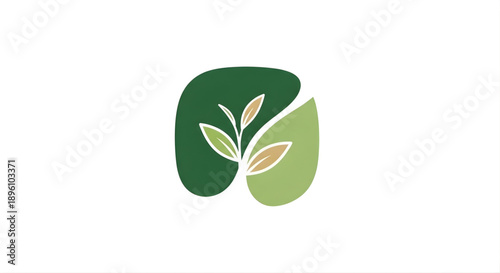 Abstract green plant sprout logo on a white background, representing growth and nature
